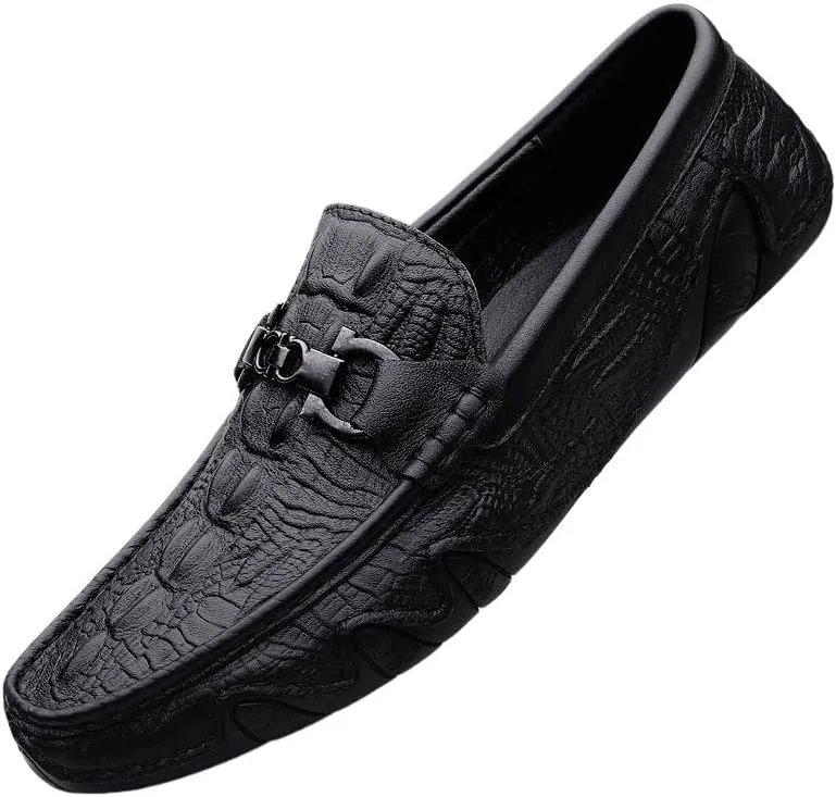 Men Party Loafers Shoes Leather Outdoor Fashion Round Toe Prom Heel Non Slip Anti-Slip Low Top Rubber Sole Shoe Slip On