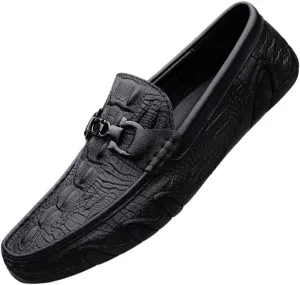 Men Party Loafers Shoes Leather Outdoor Fashion Round Toe Prom Heel Non Slip Anti-Slip Low Top Rubber Sole Shoe Slip On