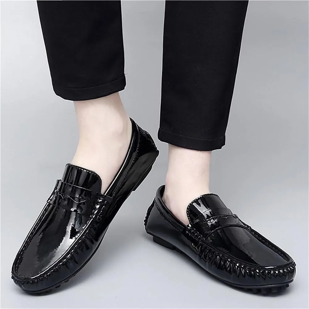 Men Party Loafers Shoes Vegan Leather Fashion Solid Color Round Toe Non Slip Low Top Anti-Slip Shoe for Casual Wedding Party Prom