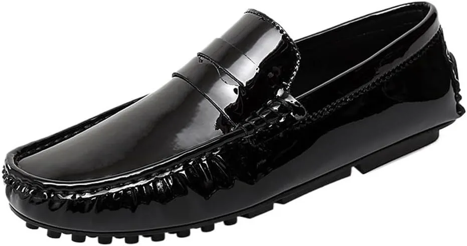 Men Party Loafers Shoes Vegan Leather Fashion Solid Color Round Toe Non Slip Low Top Anti-Slip Shoe for Casual Wedding Party Prom