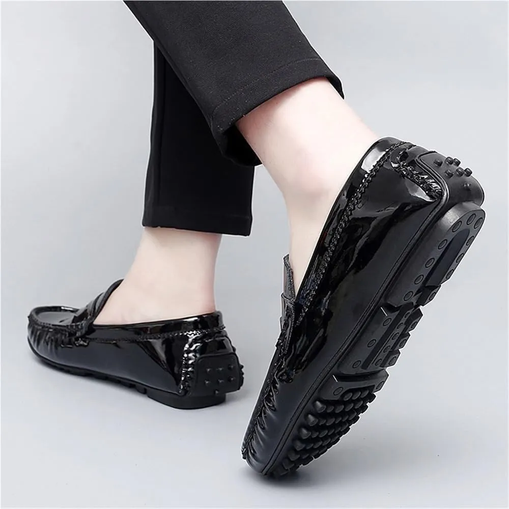 Men Party Loafers Shoes Vegan Leather Fashion Solid Color Round Toe Non Slip Low Top Anti-Slip Shoe for Casual Wedding Party Prom