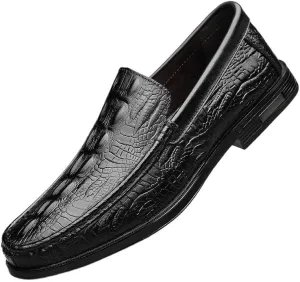 Men Slip-On Oxford Business Party Formal Shoes Black Loafers Shoes for Leather Comfortable Anti-Slip Pointed Toe Casual Shoes