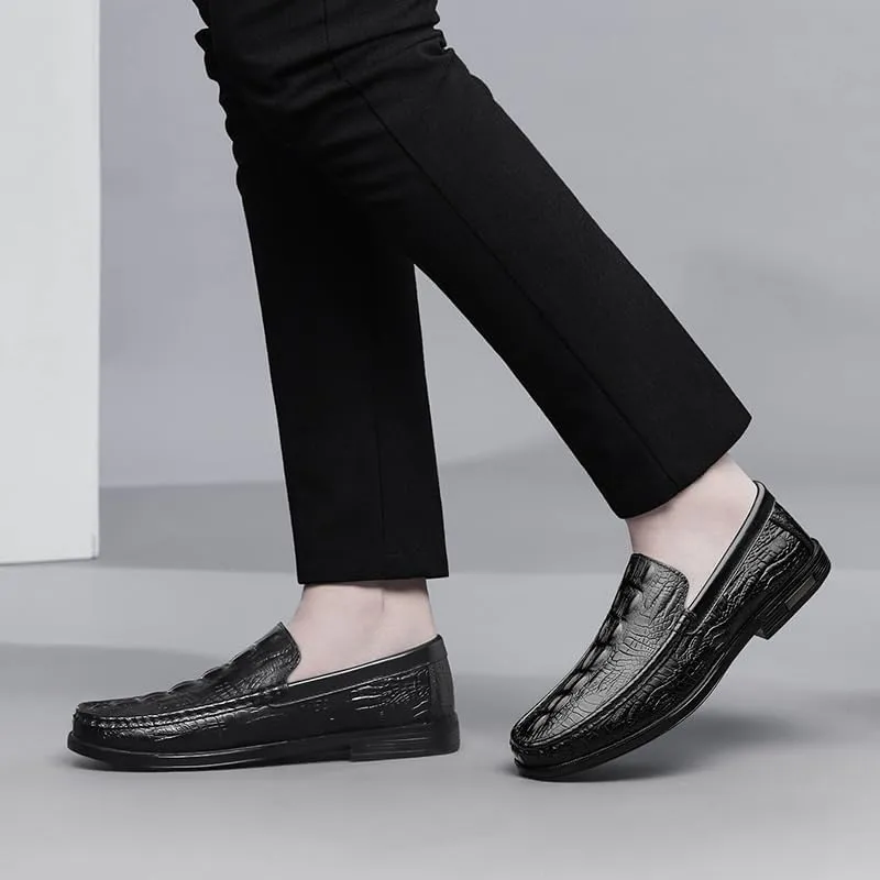 Men Slip-On Oxford Business Party Formal Shoes Black Loafers Shoes for Leather Comfortable Anti-Slip Pointed Toe Casual Shoes