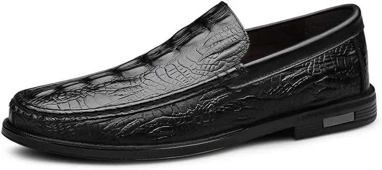 Men Slip-On Oxford Business Party Formal Shoes Black Loafers Shoes for Leather Comfortable Anti-Slip Pointed Toe Casual Shoes