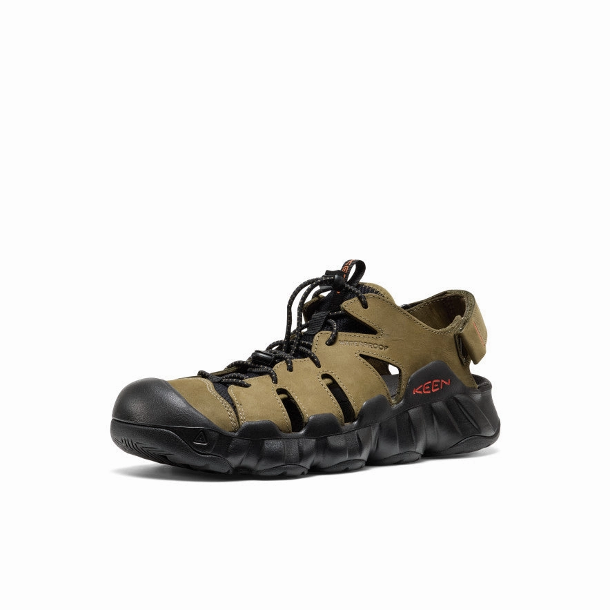Men's Hyperport Fisherman Leather Sandal  |  Dark Olive/Black Soft Cushioned Footwear Preppy Pop