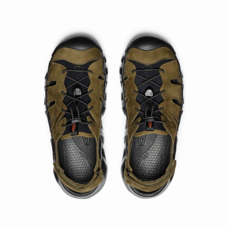 dry weather Men's Hyperport Fisherman Leather Sandal  |  Dark Olive/Black