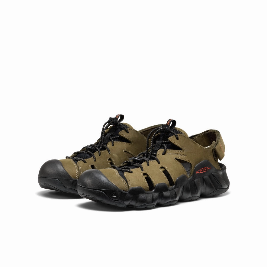 Men's Hyperport Fisherman Leather Sandal  |  Dark Olive/Black Comfortable Footwear For Outdoors