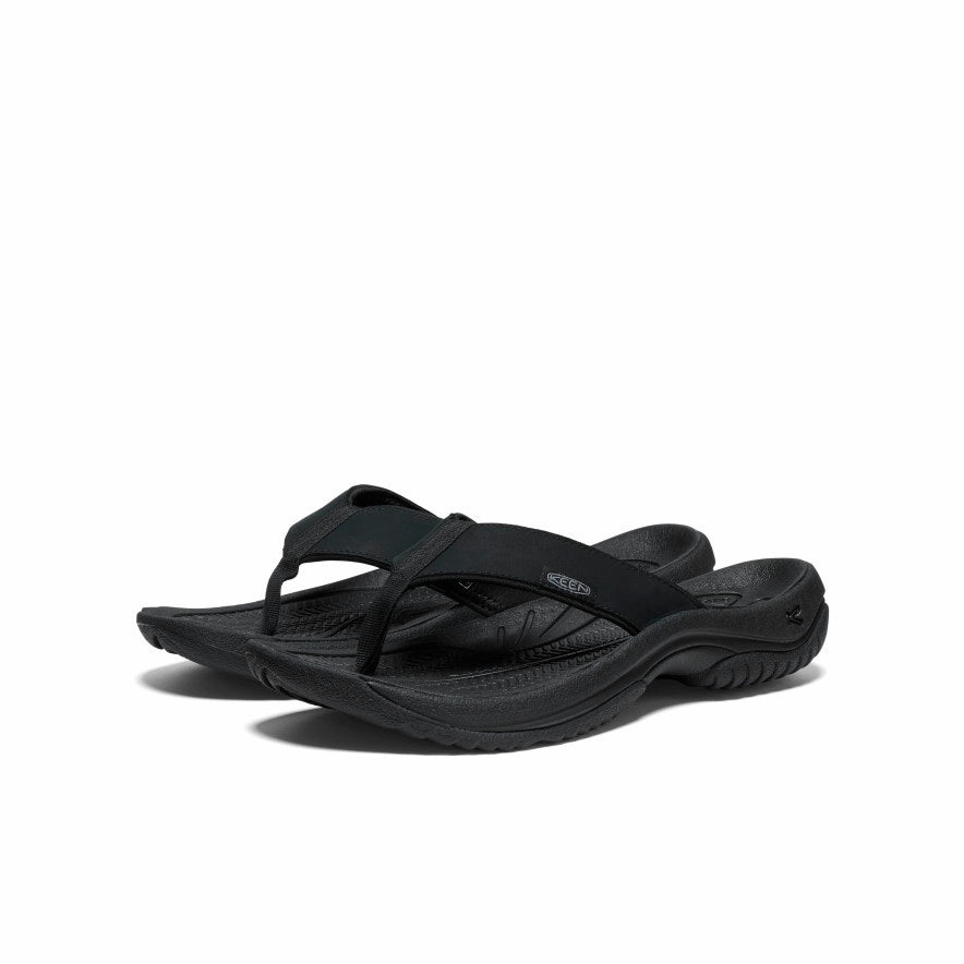 Men's Kona Leather Flip-Flop  |  Black/Steel Grey Vegan Leather Option