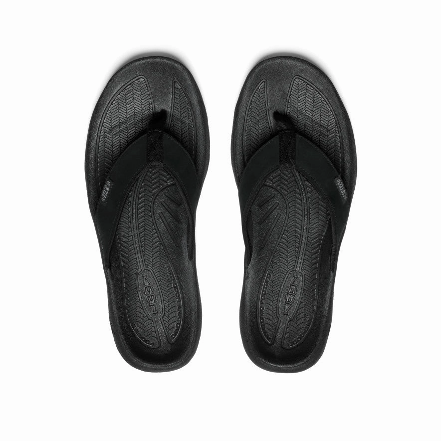 Men's Kona Leather Flip-Flop  |  Black/Steel Grey Practical Design