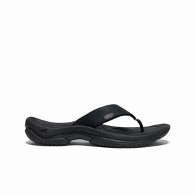 Breathable Upper Design Relaxed Outdoor Footwear Men's Kona Leather Flip-Flop  |  Black/Steel Grey