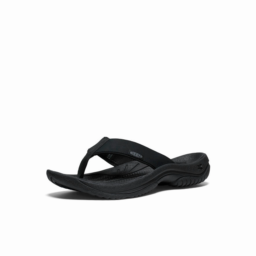 Simple Footwear Chic Vacation Sandals Men's Kona Leather Flip-Flop  |  Black/Steel Grey