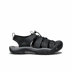 Environmentally Friendly Footbed Summer Vibes Men's Newport Leather Sandal  |  Black/Steel Grey