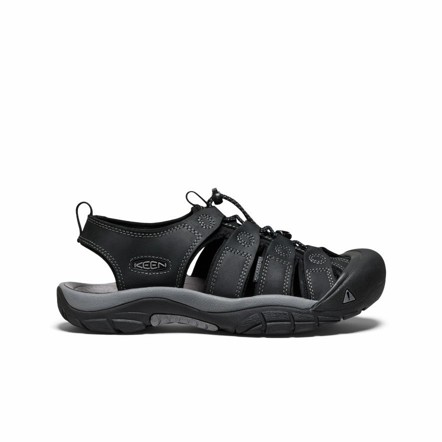 Men's Newport Leather Sandal  |  Black/Steel Grey Customizable Flexible Groove Design