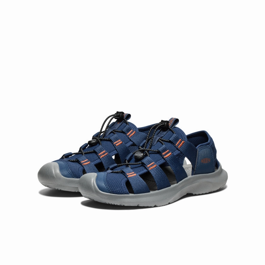 Breathable Footbed Block Heel Men's Seanik H2 Sandal  |  Naval Academy/Gold Flame