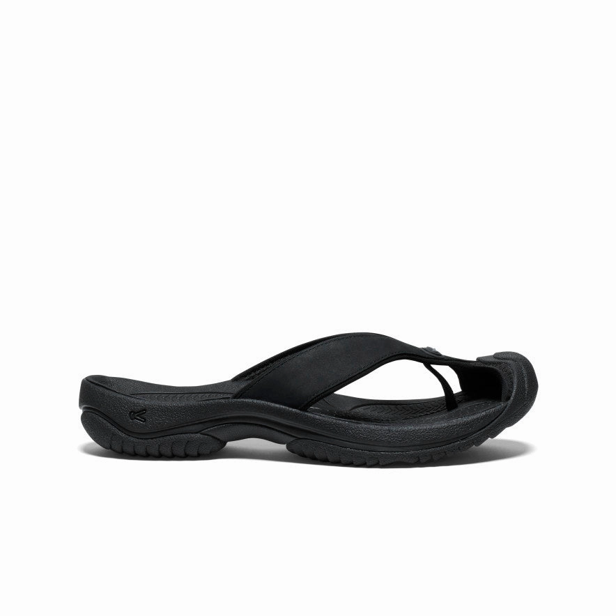 Fashion Travel Shoes Men's Waimea Leather Flip-Flop  |  Black/Black