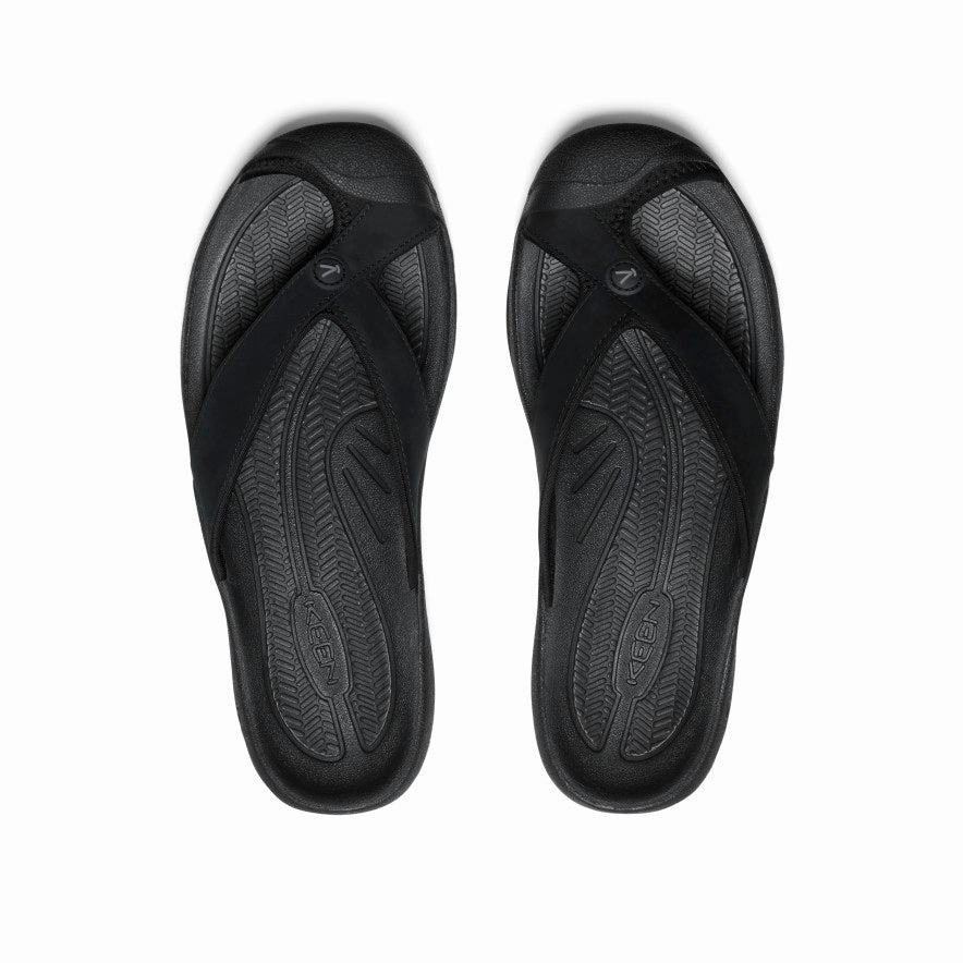 Men's Waimea Leather Flip-Flop  |  Black/Black Comfortable And Practical