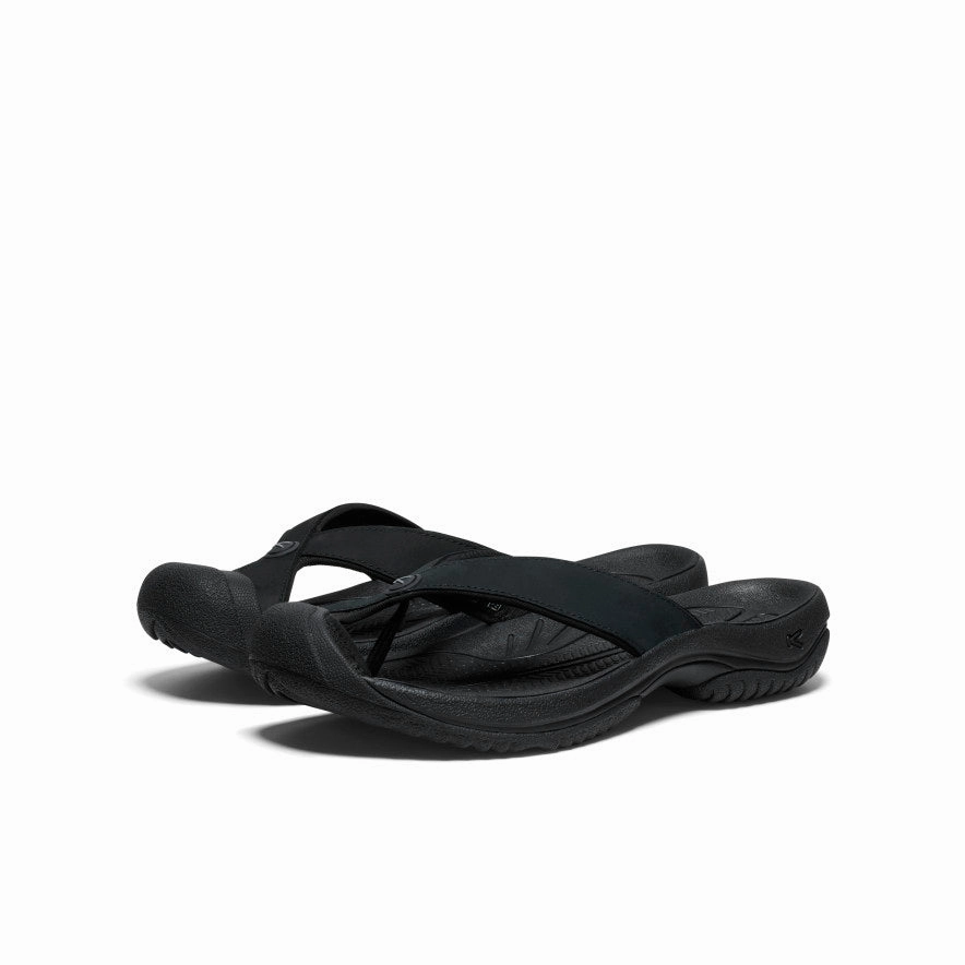 Durable Footwear Perfect for Travel Men's Waimea Leather Flip-Flop  |  Black/Black