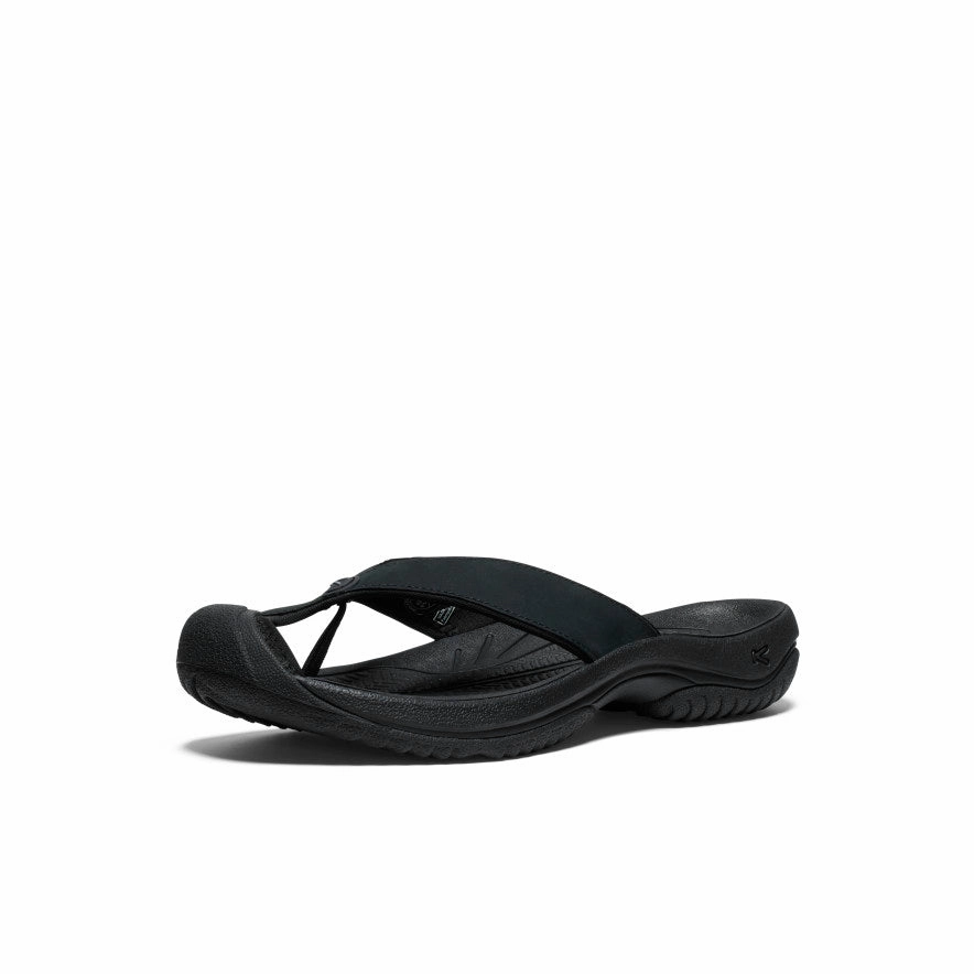 Comfortable Footwear for Beach Men's Waimea Leather Flip-Flop  |  Black/Black