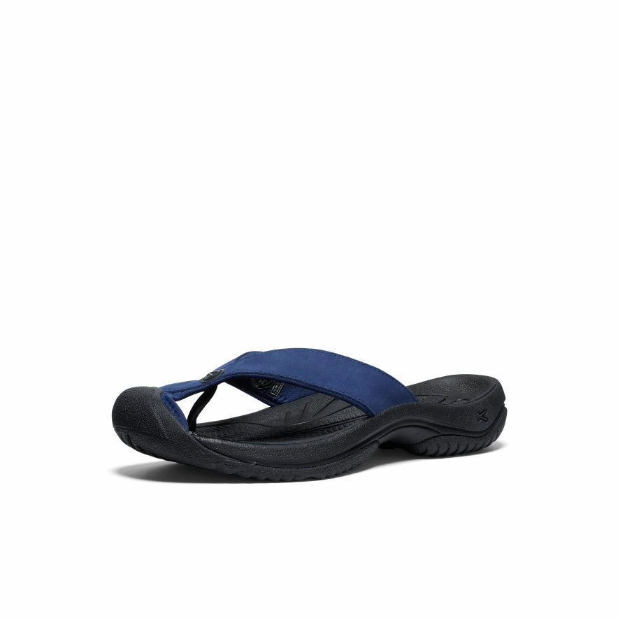 Flex Comfort Men's Waimea Leather Flip-Flop  |  Naval Academy/Black