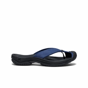 Swift Walk Gold Touch Men's Waimea Leather Flip-Flop  |  Naval Academy/Black