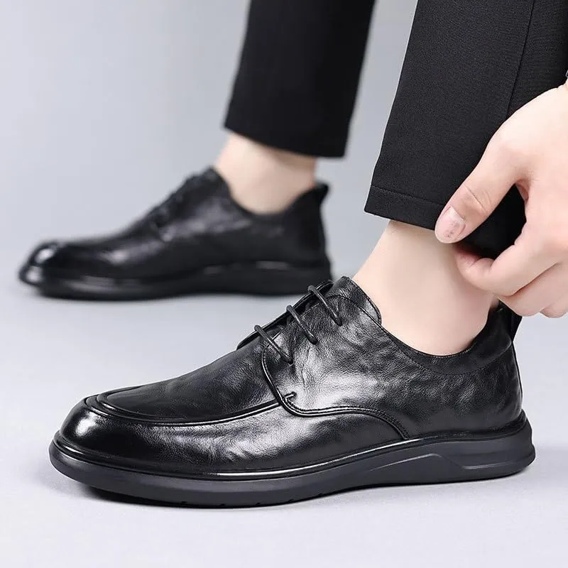 Men's Breathable Comfortable Business Lace Up Oxford Shoes Modern Leather Casual Scale Pattern Formal Shoes