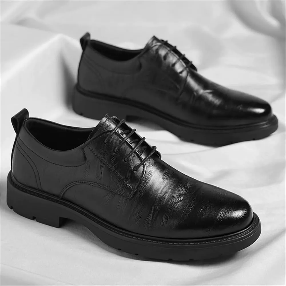Men's British Style Casual Dress Shoes Groom Wedding Shoes Mens Oxford Shoes Business Formal Shoes Mens Leather Shoes for Office(Brown,9)