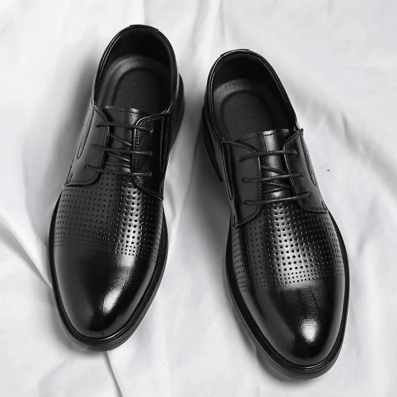 Men's Brogue Oxfords Wingtip Dress Shoes Genuine Leather Lace-Up Formal Casual Shoes for Wedding Office