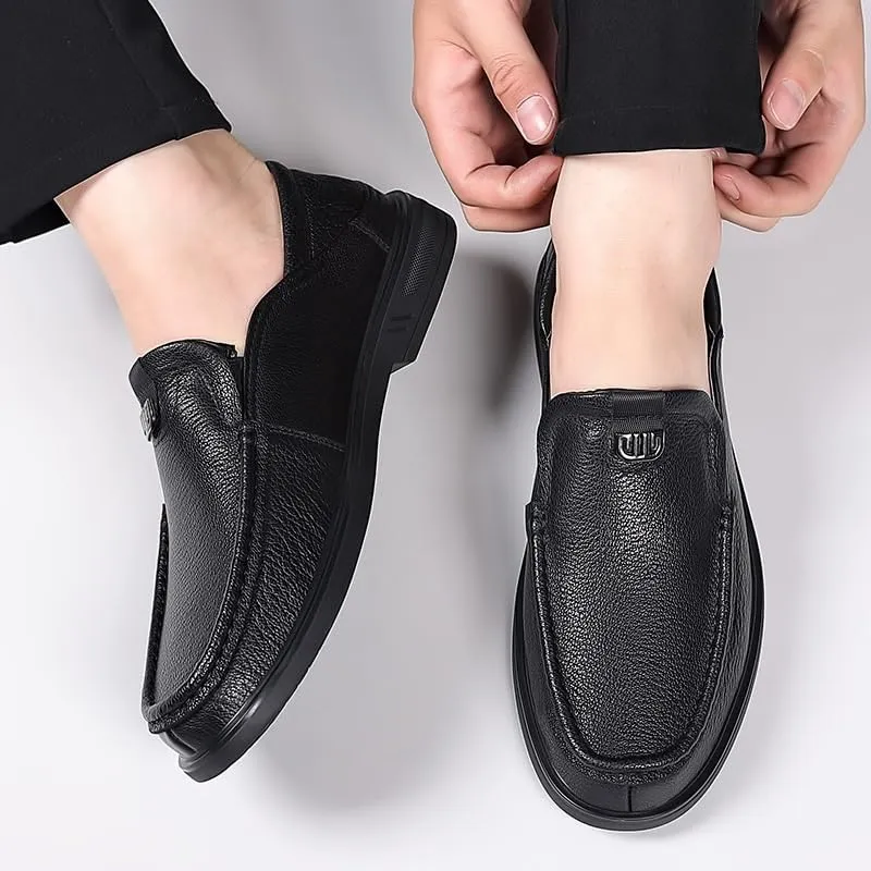 Men's Casual Slip On Leather Loafers for Summer Outdoor Driving & Walking Casual Lightweight Business Formal Shoes