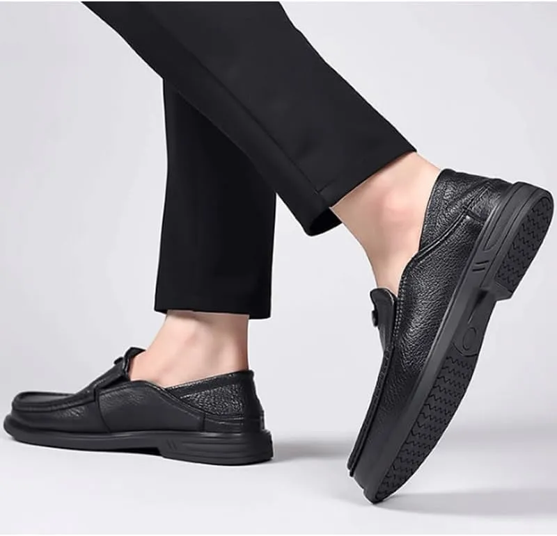 Men's Casual Slip On Leather Loafers for Summer Outdoor Driving & Walking Casual Lightweight Business Formal Shoes