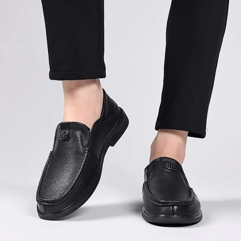 Men's Casual Slip On Leather Loafers for Summer Outdoor Driving & Walking Casual Lightweight Business Formal Shoes