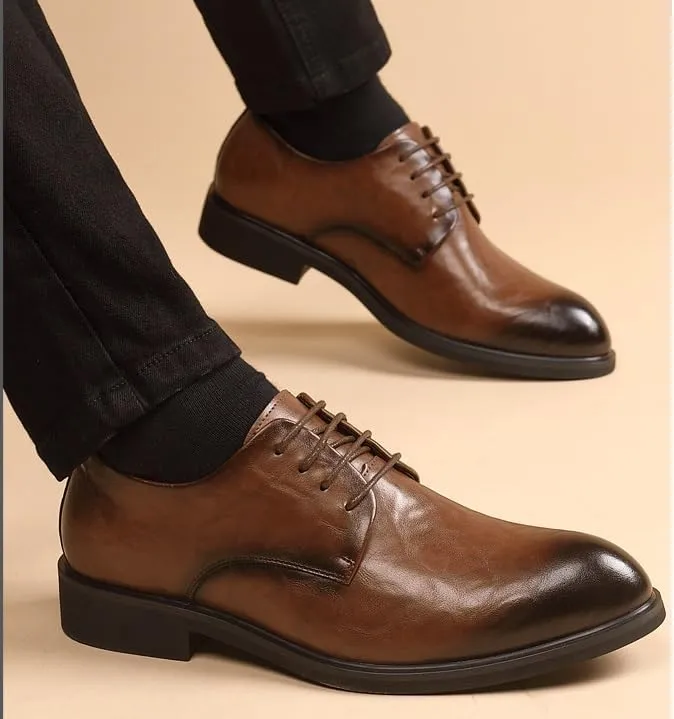 Men's Dress Shoes Mens Breathable Business Classic Oxfords Shoes Men Genuine Leather Derby Shoes