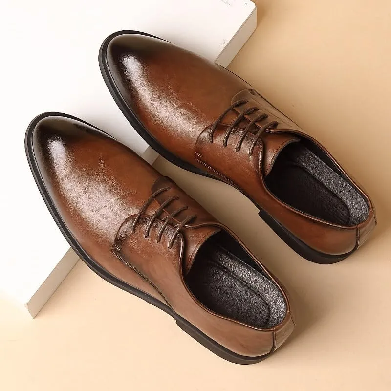 Men's Dress Shoes Mens Breathable Business Classic Oxfords Shoes Men Genuine Leather Derby Shoes