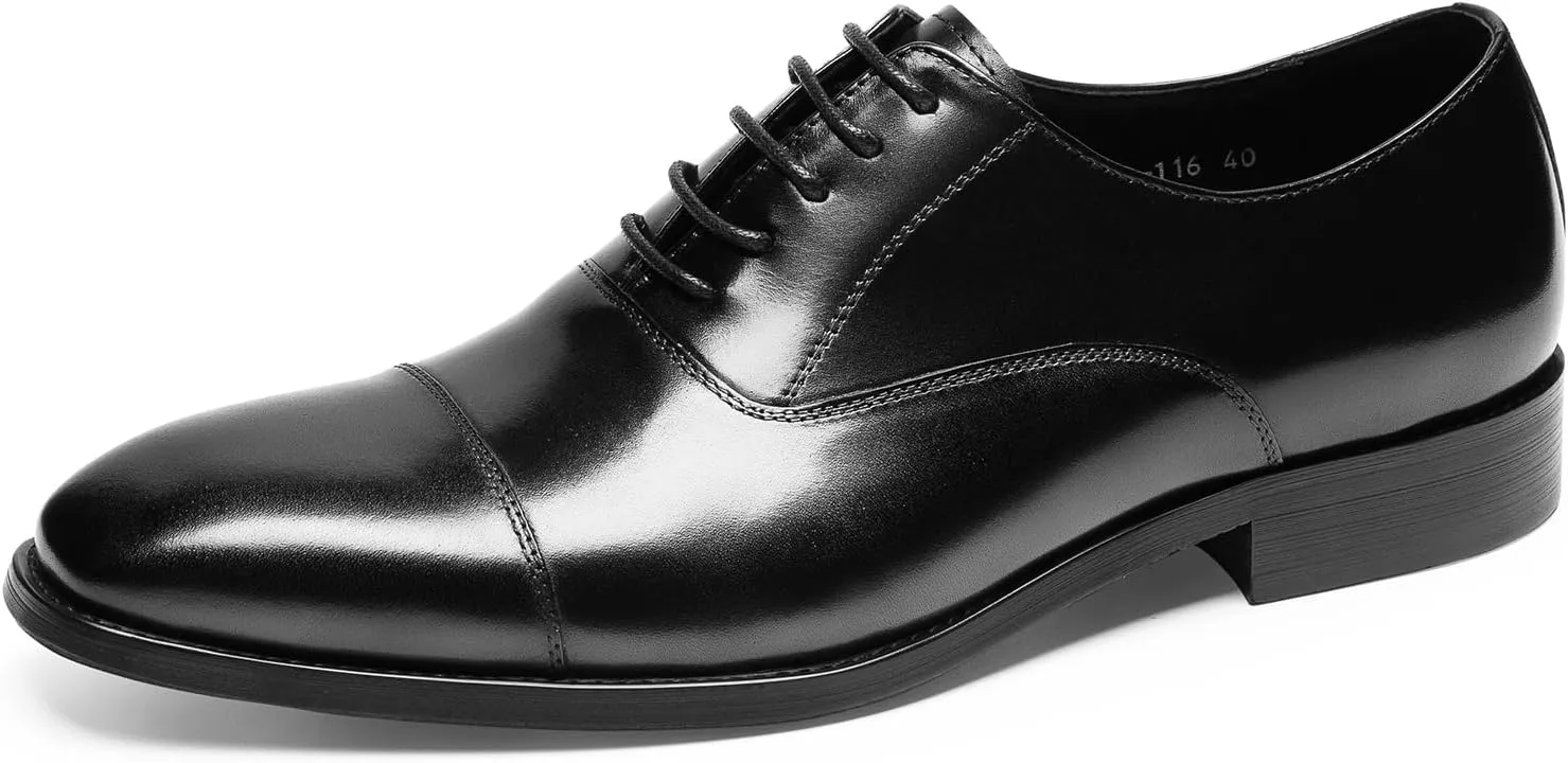 Men's Dress Shoes - Minimalist Cap Toe Oxford in Genuine Leather | Sleek Dress Shoes for Business