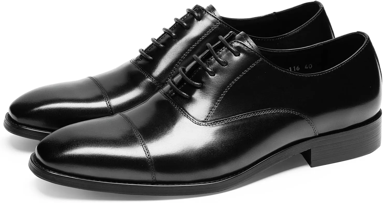 Men's Dress Shoes - Minimalist Cap Toe Oxford in Genuine Leather | Sleek Dress Shoes for Business