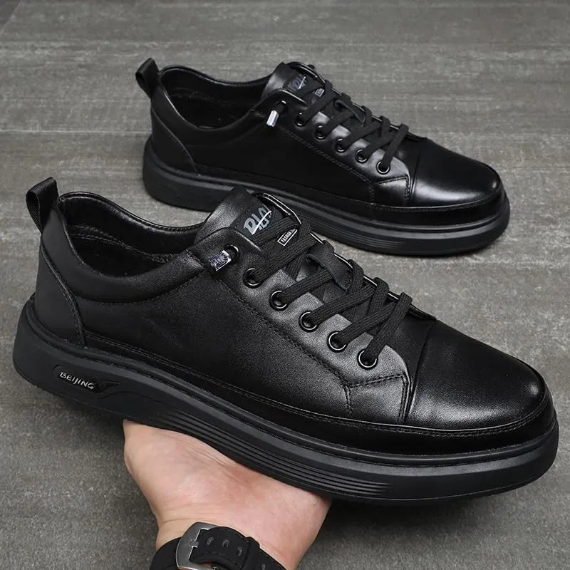 Men's Fashion Classic Pointed Toe Lace Up Low Top Leather Dress Shoes Men Business Wingtip Formal Shoes