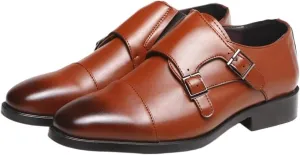 Men's Formal Shoes Dress Oxford Pu Leather Classic Slip-on Pointed Toe Block Heel Tuxedo