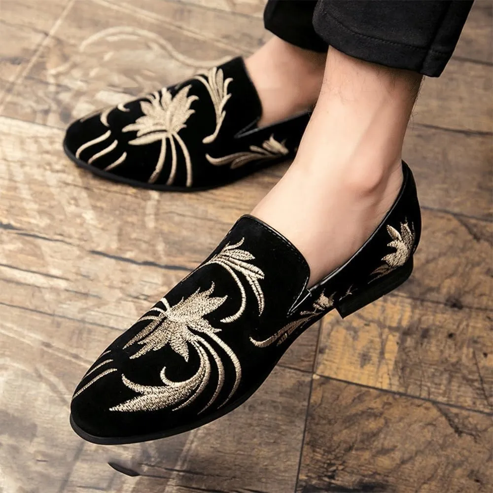 Men's Formal Shoes - Slip-On Pointed Toe, Non-Slip Rubber Sole, Low Block Heel, Perfect for Outdoor & Business Events