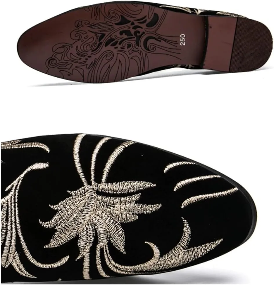 Men's Formal Shoes - Slip-On Pointed Toe, Non-Slip Rubber Sole, Low Block Heel, Perfect for Outdoor & Business Events