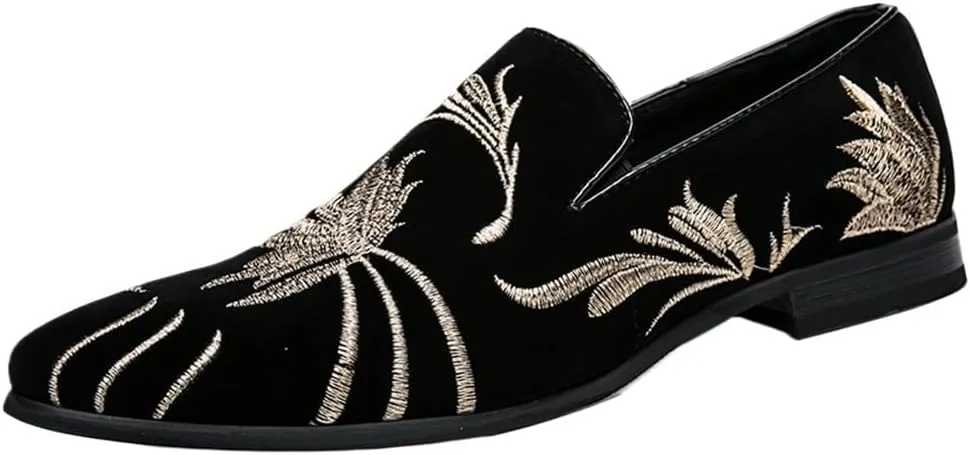 Men's Formal Shoes - Slip-On Pointed Toe, Non-Slip Rubber Sole, Low Block Heel, Perfect for Outdoor & Business Events