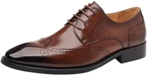Mens Genuine Leather Dress Shoes Fashion Pointed Toe Low Block Heel Business Work Office Formal Shoes LAT Penny Oxford for Dating Business Party