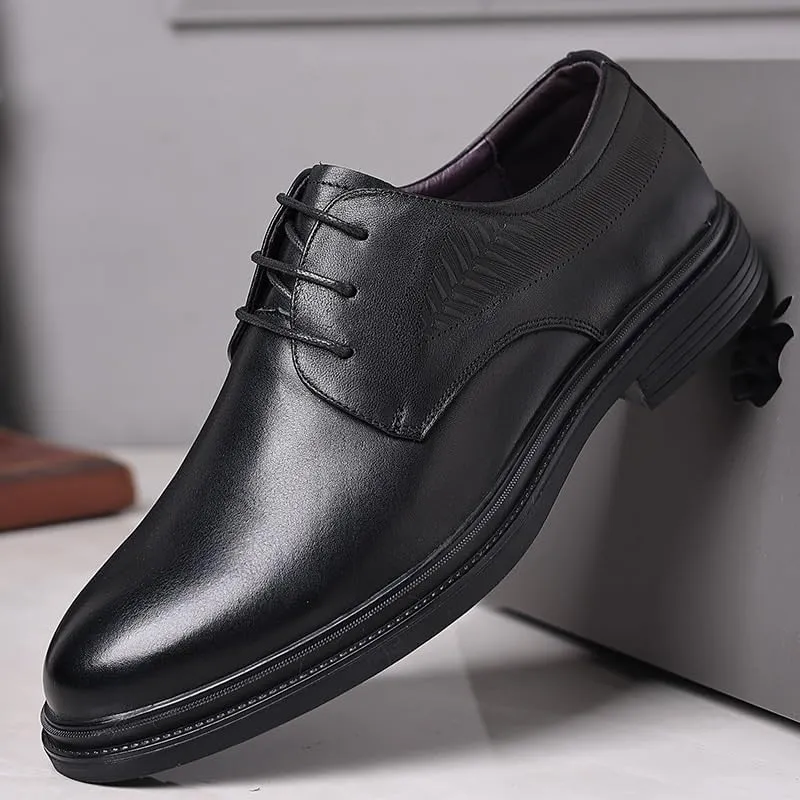 Mens Genuine Leather Lace Up Dress Shoes Top Grain Business Casual Oxford Spring Summer Office Formal Shoes