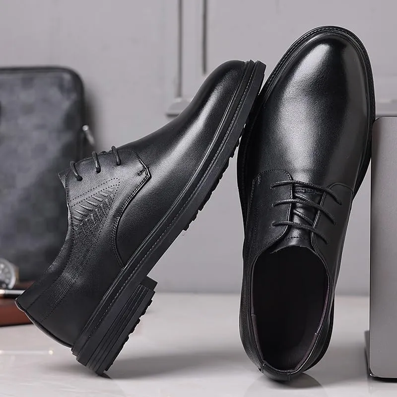 Mens Genuine Leather Lace Up Dress Shoes Top Grain Business Casual Oxford Spring Summer Office Formal Shoes