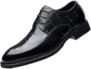 Men's Genuine Leather Oxford Shoes Fashion Pointed Toe Low Block Heel Business Work Office Formal Shoes