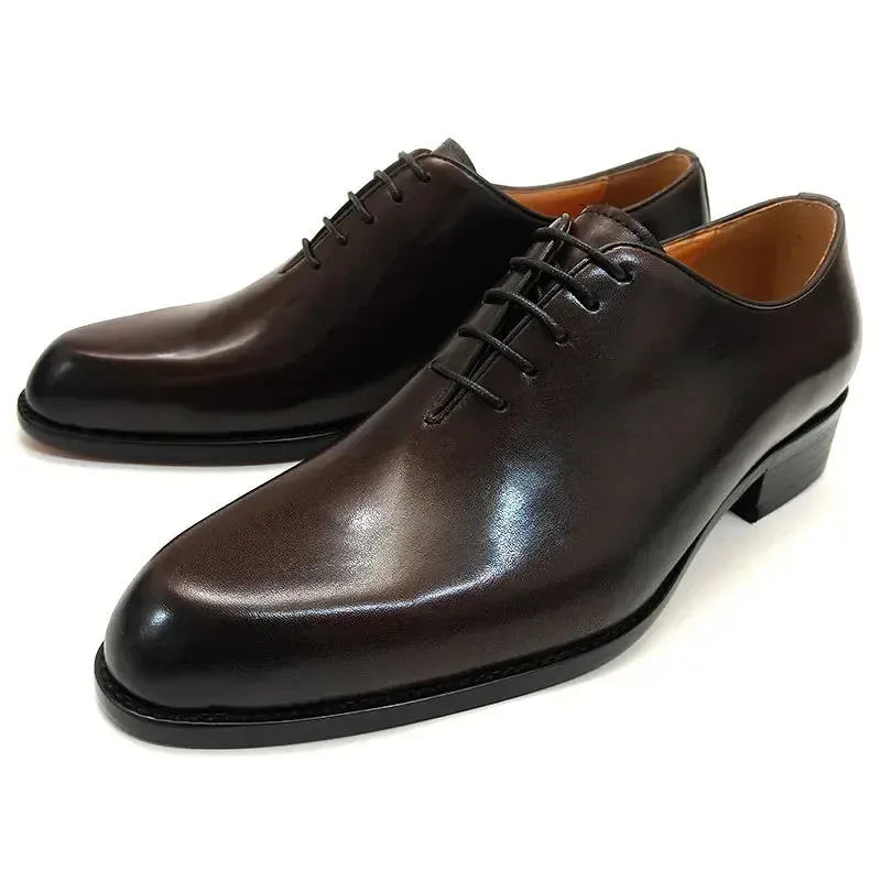Men's Handmade Leather Oxford Shoes – High-Quality Casual, Business, and Work Lace-Up Shoes in Black and Coffee