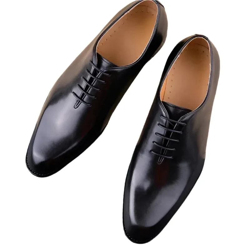 Men's Handmade Leather Oxford Shoes – High-Quality Casual, Business, and Work Lace-Up Shoes in Black and Coffee