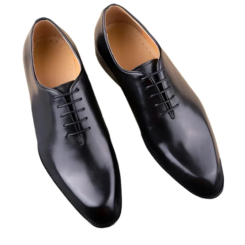Men's Handmade Leather Oxford Shoes – High-Quality Casual, Business, and Work Lace-Up Shoes in Black and Coffee