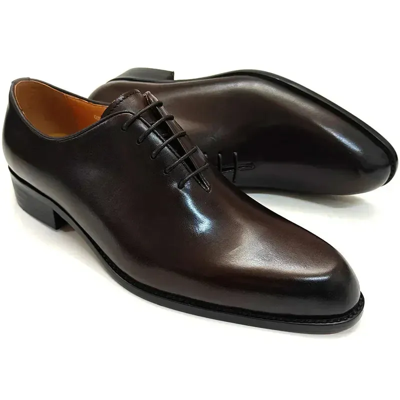 Men's Handmade Leather Oxford Shoes – High-Quality Casual, Business, and Work Lace-Up Shoes in Black and Coffee