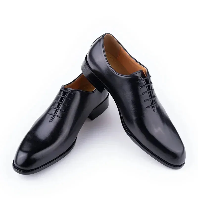Men's Handmade Leather Oxford Shoes – High-Quality Casual, Business, and Work Lace-Up Shoes in Black and Coffee
