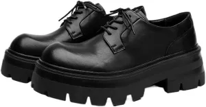 Men's Lace Up Oxford Dress Shoes with Lug Sole Retro Comfortable Non-Slip Business Formal Shoes