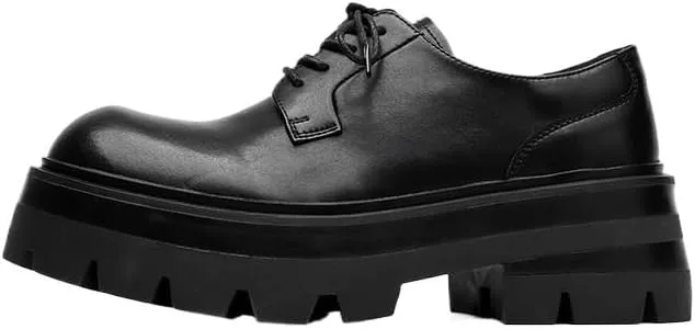 Men's Lace Up Oxford Dress Shoes with Lug Sole Retro Comfortable Non-Slip Business Formal Shoes